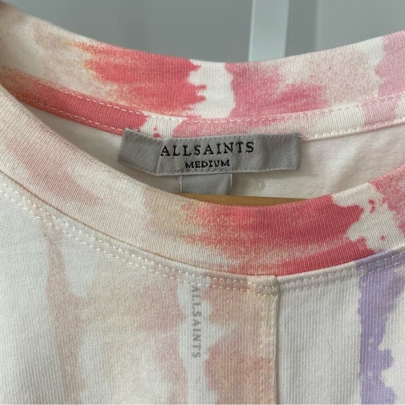 Allsaints Mira Marea Heavyweight Cotton Tie-Dye Cropped T-shirt size Medium - Picture 3 of 10